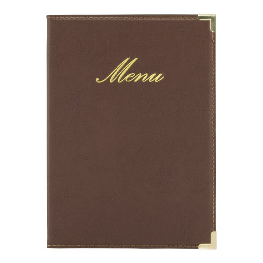 Securit Menu Set - Classic A5 Brown - 10 Menu Holders + 20 Extra Pouches