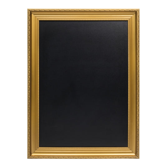 Securit gold wall chalkboard with 83.5x63x5cm size, featuring a sleek gold frame and writable surface for notes or displays.