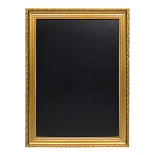 Securit Christmas Gold Menu Board Set - Gold Framed Wall Chalkboard 83x63 cm + Gold, Silver, Red, Green & White Markers + Christmas Stencils