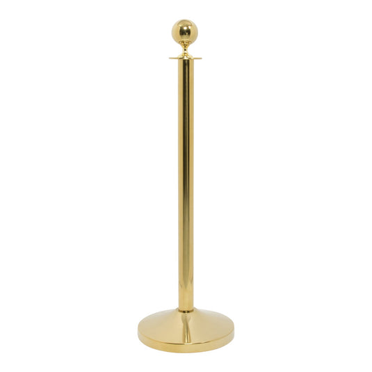 Securit Entrance Barrier Set - Classic Gold - 2 Posts & Bases + White Braided Rope