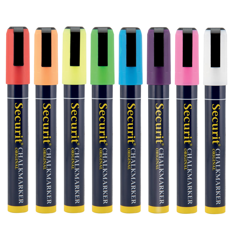 Load image into Gallery viewer, Securit Chalkmarkers - Wallet - Assorted Primary 14,5x1,5x2cm - Pack of 12
