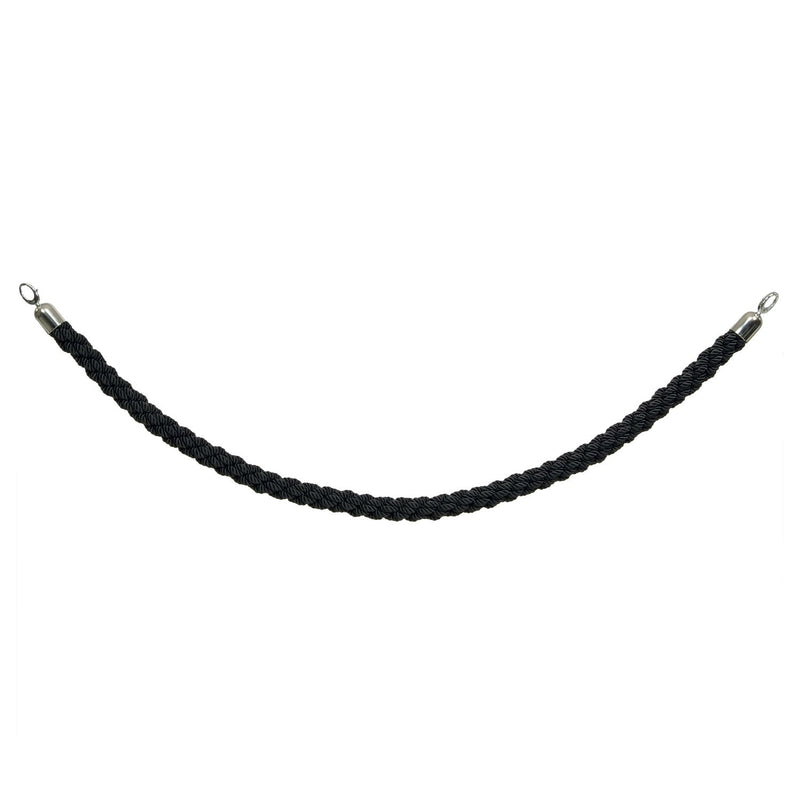 Load image into Gallery viewer, Securit Entrance Barrier Set - Classic Chrome - 2 Posts &amp; Bases + Black Braided Rope
