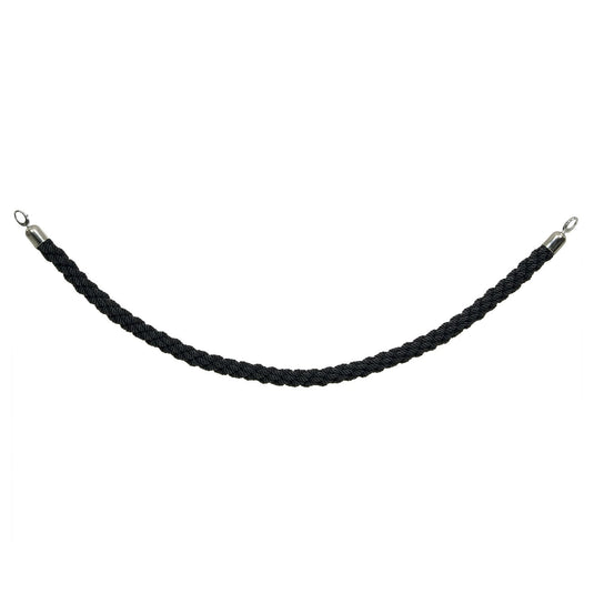 Securit Entrance Barrier Set - Classic Chrome - 2 Posts & Bases + Black Braided Rope