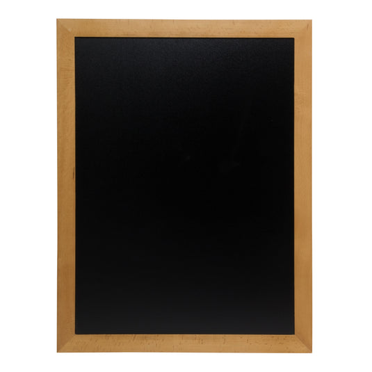 Securit wall chalkboard in teak, 87x67cm, with a universal design for writing and display on wall surfaces.