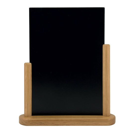 Securit Table Chalkboard Set - Elegant A4 Teak (Pack of 6) - Boards + 3 Extra Inserts + White Markers