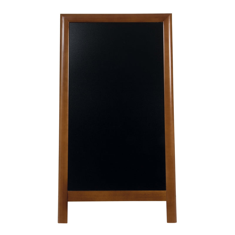 Load image into Gallery viewer, Securit Chalkboard Set - Deluxe Large Rubberwood Pavement Board Dark Brown 120 cm - Board + Waterproof Markers + Cleaner

