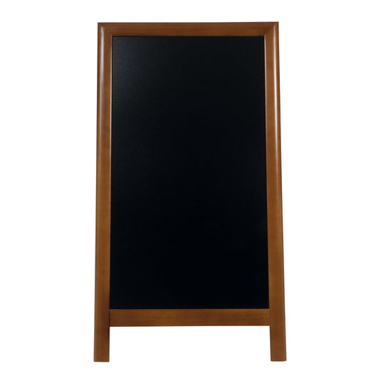 Securit Chalkboard Set - Deluxe Large Rubberwood Pavement Board Dark Brown 120 cm - Board + Waterproof Markers + Cleaner