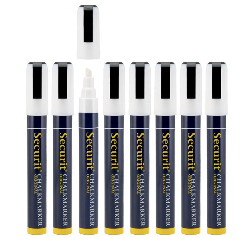 Load image into Gallery viewer, Securit Chalkmarkers - Wallet - White 14,5x1,5x2cm - Pack of 12
