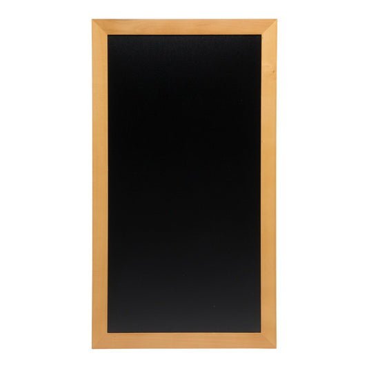 Securit Chalkboard Set - Long Rubberwood Wall Chalkboard in Teak 56x100 cm - Board + Waterproof Markers + Cleaner