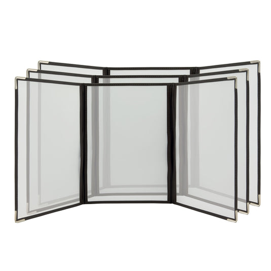 Set of six Securit crystal brown menu holders, 32x24x1.8cm, designed to display restaurant menus professionally.