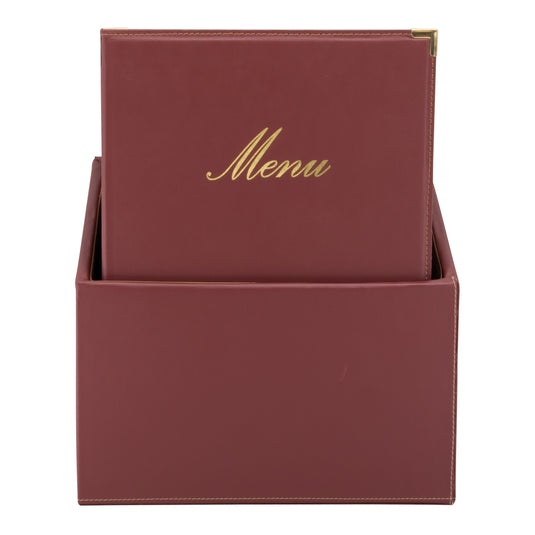 Pair of Securit Menu Holders Boxes Classic in wine red, 35x28x19.8cm, featuring sturdy design for restaurant menus.