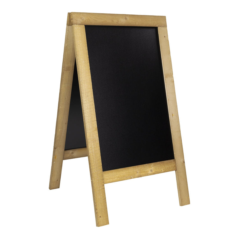 Load image into Gallery viewer, Securit Chalkboard Set - Nature Large Beechwood Pavement Board 135 cm - Board + Waterproof Markers + Cleaner
