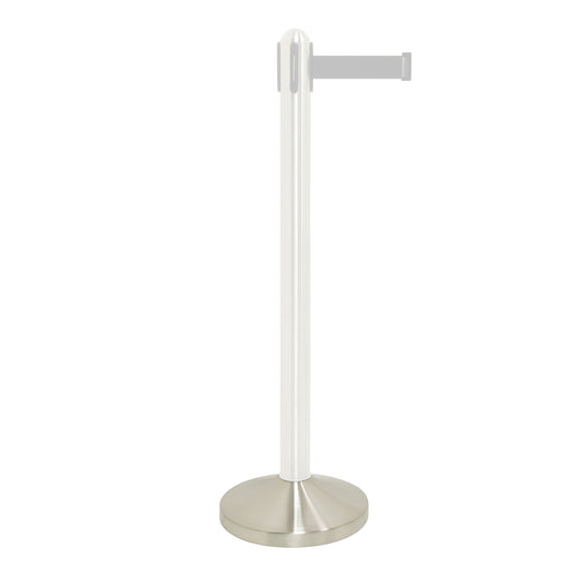 Securit stainless steel retractable barrier system, 11x32x32cm, with a sleek, durable design for safety and crowd control.