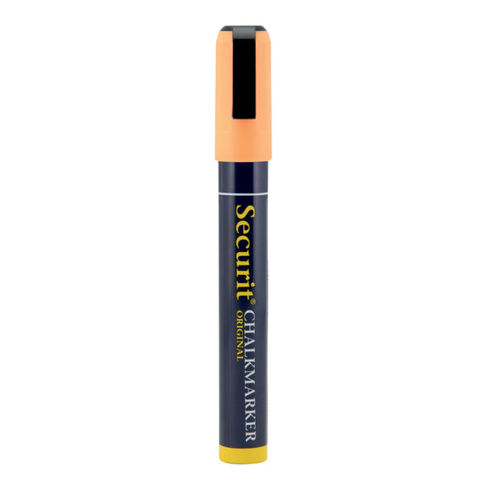 Set of 12 Securit chalkmarkers in orange, loose chalk markers measuring 14.5x1.5x2cm, suitable for chalkboard art and signage.