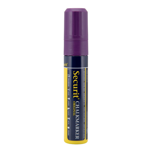 Set of six Securit violet chalkmarkers, loose chalk markers for chalkboards and windows, 15.5x2.7x2.7cm.
