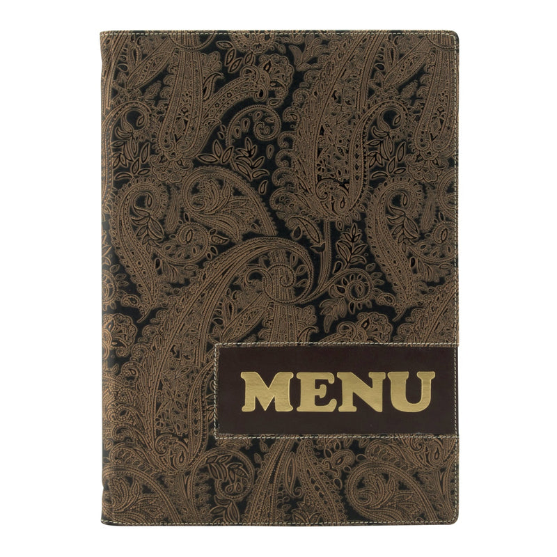 Load image into Gallery viewer, Securit Front-of-House Set - Design A4 Paisley - 10 Menu Holders + 10 Bill Presenter Boxes
