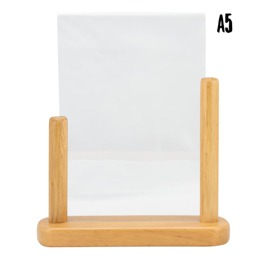Six Securit teak table poster frames, 24x20x6cm, designed for displaying posters in a stylish, natural wood finish.