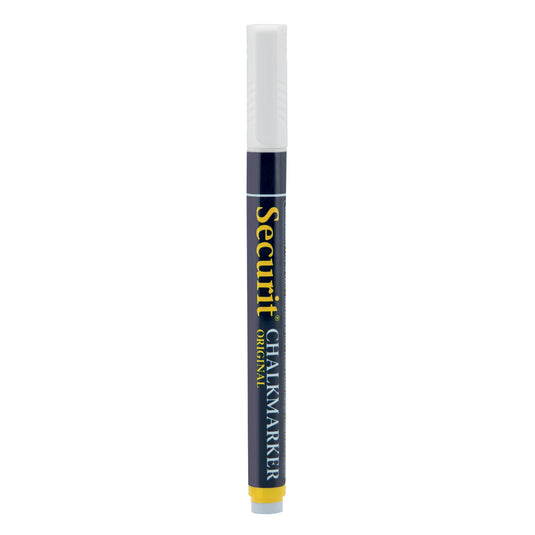 Set of 12 Securit chalkmarkers in white, loose chalk markers measuring 14x1x1.5cm, ideal for chalkboard writing and arts.