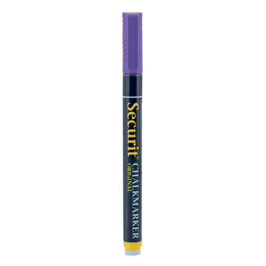 Set of 12 Securit chalkmarkers in violet, loose chalk markers for chalkboards and glass surfaces, 14x1x1.5cm size.