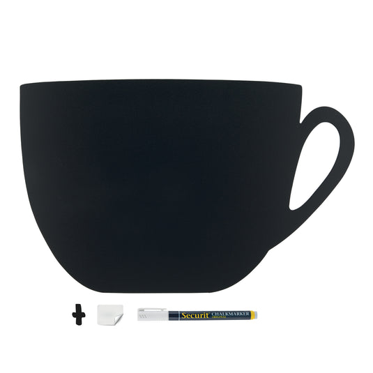 Set of six Securit Wall Chalkboards in black with silhouette design, measuring 28.3x44.5cm, ideal for notices or decor.