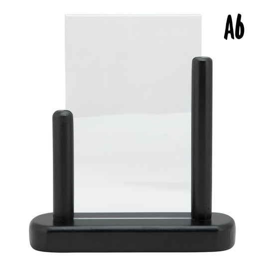 Set of 10 black Securit posterframes, table-sized 17.4x15.7x5cm, designed for displaying posters or notices.