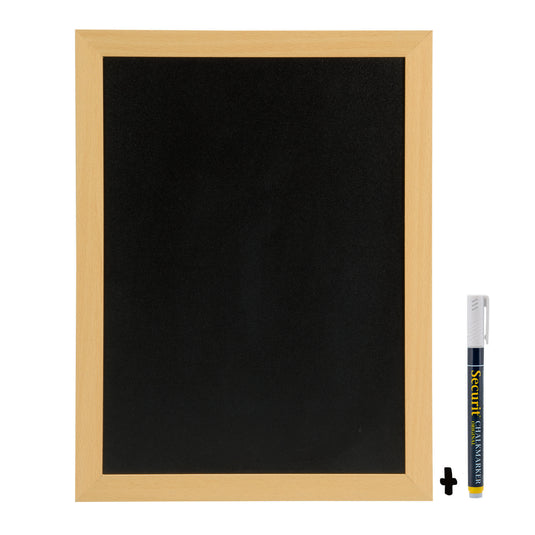 Set of six Securit Woody Teak Wall Chalkboards, 40x30cm, perfect for signage or note display.