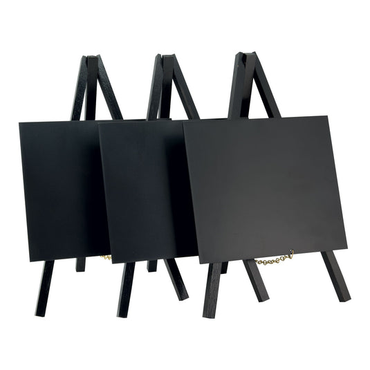 Securit Table Chalkboard Set - Mini Easel Black (10 Sets of 3) - 30 Easels + White Markers