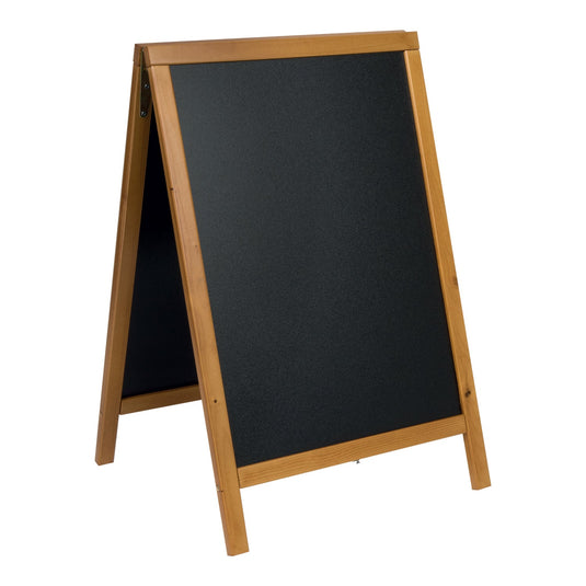 Securit Chalkboard Set - Woody Small Pinewood Pavement Board in Teak 85 cm - Board + Waterproof Markers + Cleaner