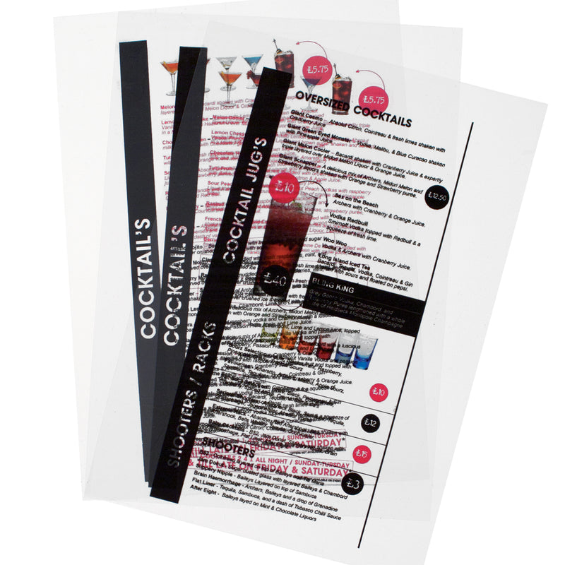 Load image into Gallery viewer, Securit Menu Holders - Inserts - Transparent 30x21,2x0,3cm - Pack of 6
