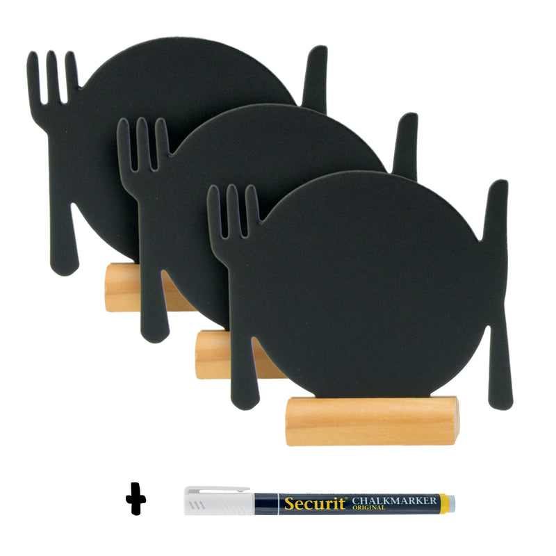 Load image into Gallery viewer, Securit Table Chalkboards - Silhouette Wood Mini - Black 10x10,5x2cm - Pack of 6
