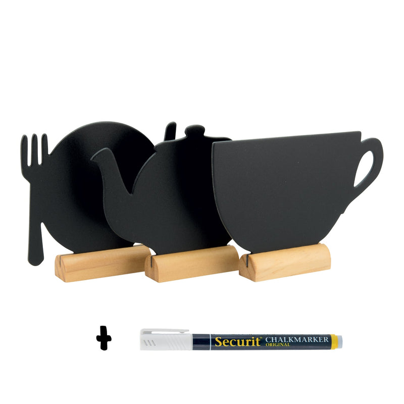 Load image into Gallery viewer, Garden Party Table Set - 18 Mini Silhouette Chalkboards + 6 Glass &amp; Wood Tealight Lanterns
