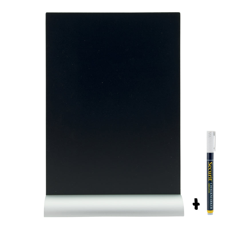 Load image into Gallery viewer, Securit Table Chalkboards - Silhouette Aluminium - Black 30,8x21x6cm - Pack of 6

