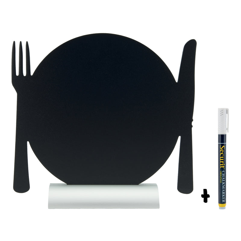 Load image into Gallery viewer, Securit Table Chalkboards - Silhouette Aluminium - Black 24x24,5x6cm - Pack of 6
