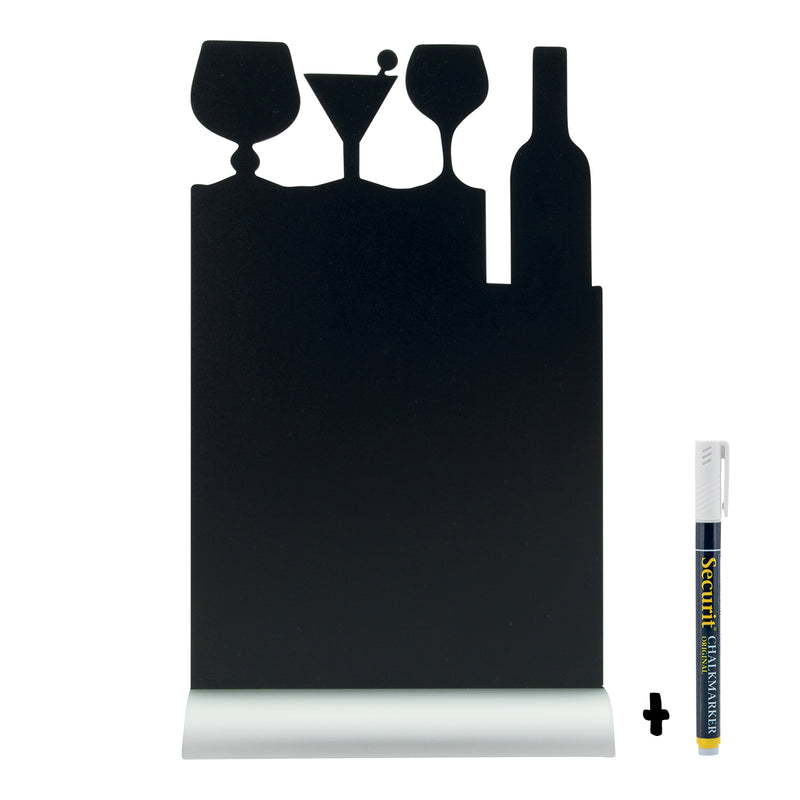 Load image into Gallery viewer, Securit Table Chalkboards - Silhouette Aluminium - Black 34,5x21x6cm - Pack of 6

