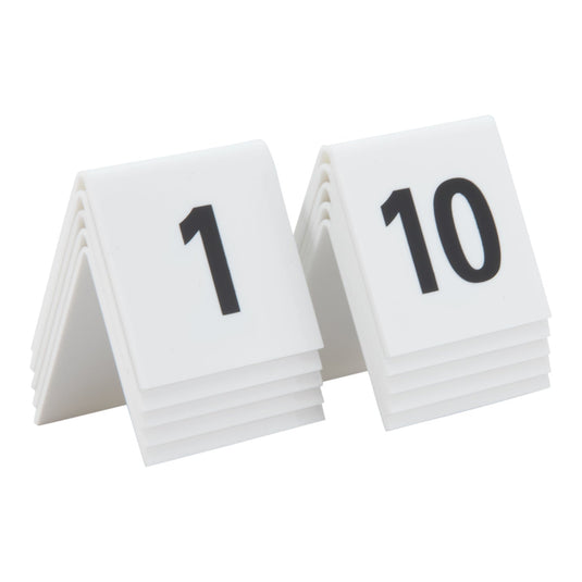 Securit Table Number Set - Tables 1–10 + 5 Reserved Signs - White Acrylic