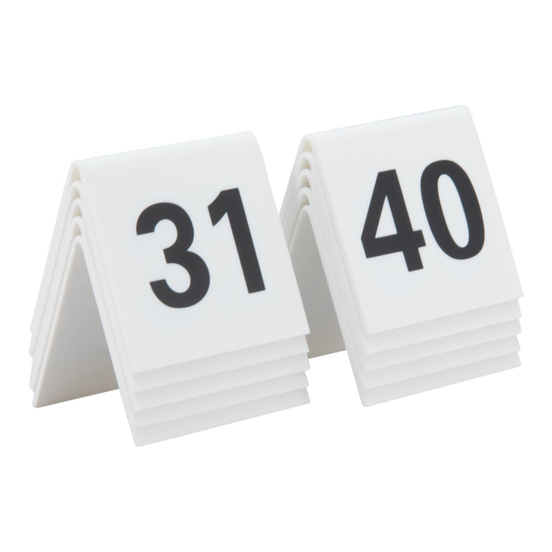 Load image into Gallery viewer, Securit Table Number Set - Tables 1–40 + 5 Reserved Signs - White Acrylic

