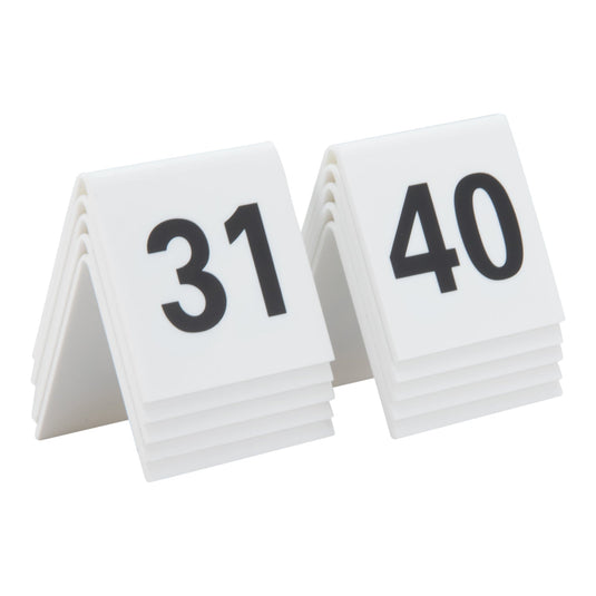 Securit Table Number Set - Tables 1–40 + 5 Reserved Signs - White Acrylic