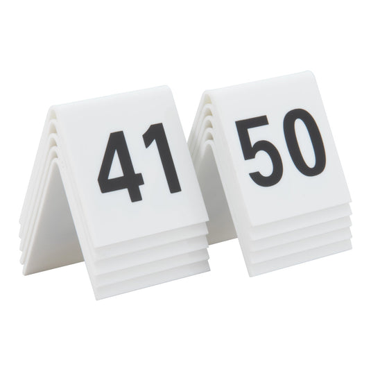 Securit Table Number Set - Tables 1–50 + 5 Reserved Signs - White Acrylic
