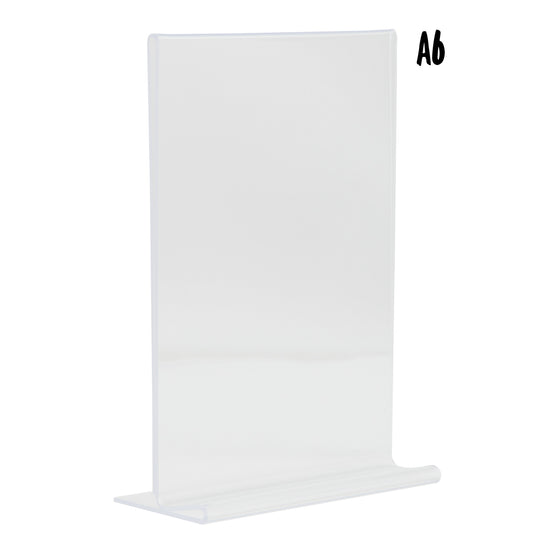 Set of six transparent acrylic poster frames by Securit, 15.5x10.5x4.2cm, ideal for displaying posters and artwork.