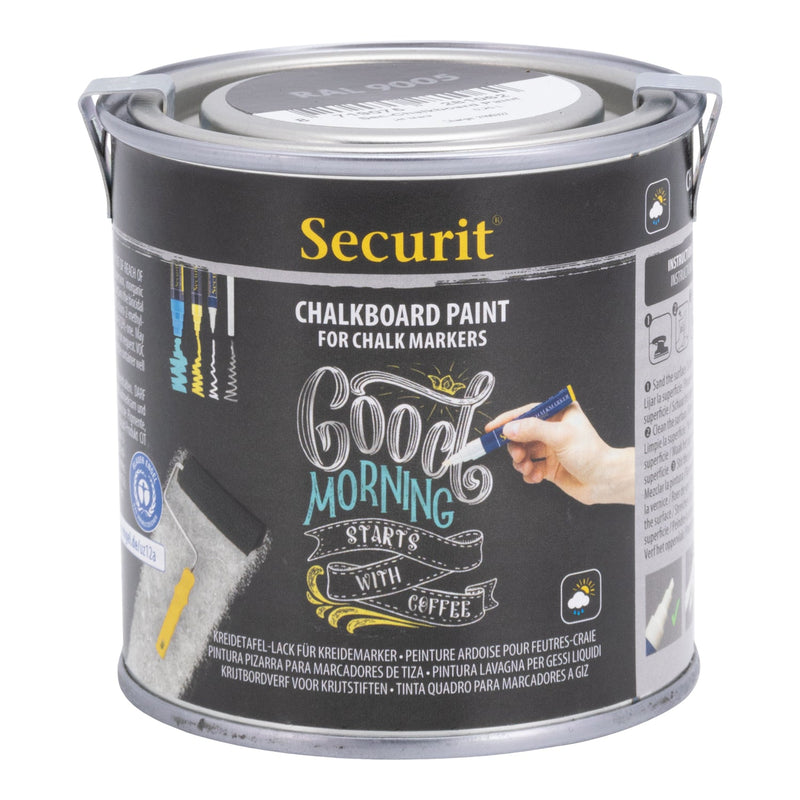 Load image into Gallery viewer, Securit Chalk Wall Kit - Black Paint 250 ml + Waterproof Markers + Stencils + Cleaner
