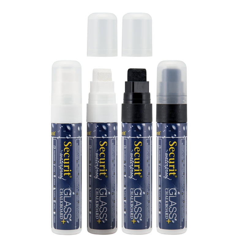Load image into Gallery viewer, Securit Chalkmarkers - Wallet Waterproof - Black/White 15,5x2,7x2,7cm - Pack of 12
