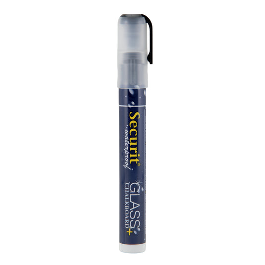 Set of 12 Securit waterproof black chalkmarkers, 14.5x1.5x2cm, ideal for chalkboard writing and creative surfaces.