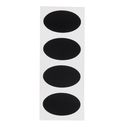 Pack of 12 Securit self-adhesive black chalkboard stickers, 4.7x8 cm, for easy writing and decorating surfaces.