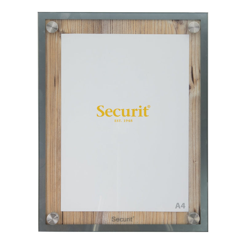 Load image into Gallery viewer, Securit Information Display Set - Glass Star Oak A4 - Display + Pole &amp; Base + LED Lamp
