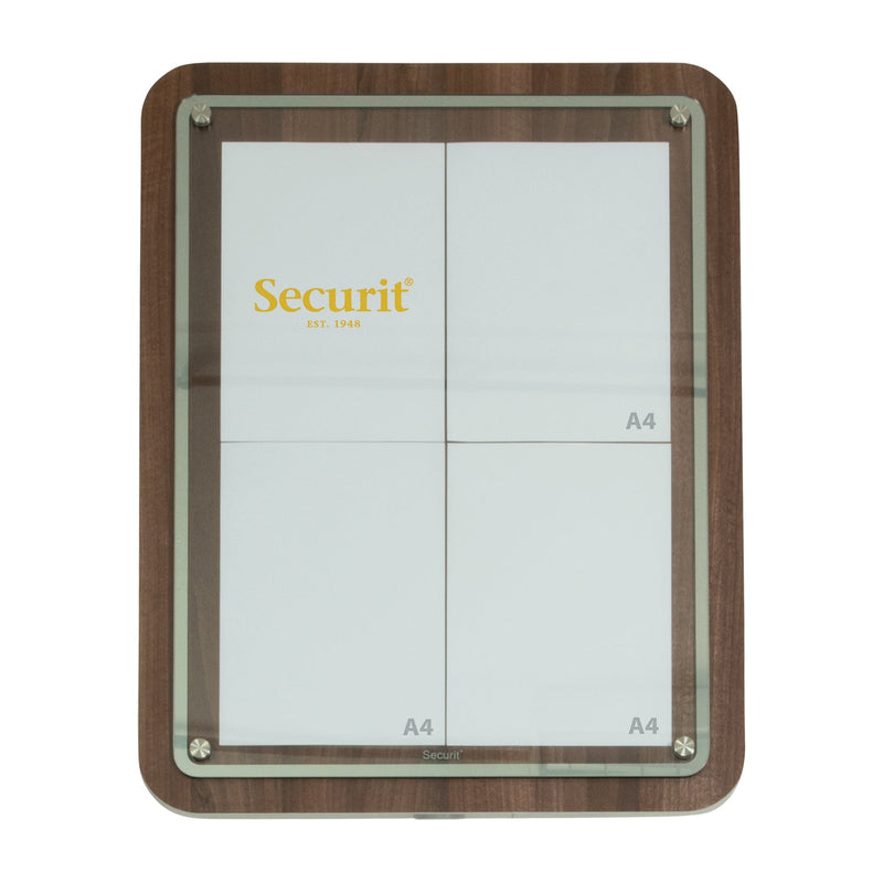 Load image into Gallery viewer, Securit Information Display Set - Glass Star Walnut 4A4 - Display + Pole &amp; Base + LED Lamp

