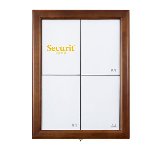 Securit Information Display Set - Classic Dark Brown 4A4 LED - Display + Pole & Base + Battery