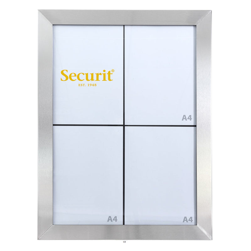 Load image into Gallery viewer, Securit Information Display Set - Classic Stainless Steel 4A4 LED - Display + Pole &amp; Base + Battery
