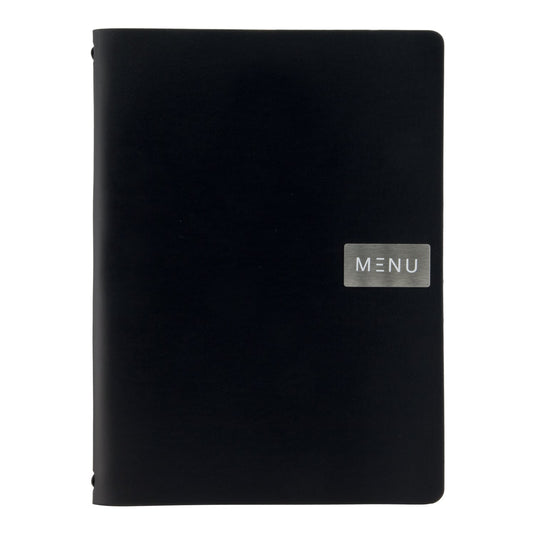 Securit Menu Set - Leather Royal A4 Black - 10 Menu Holders + 20 Extra Pouches