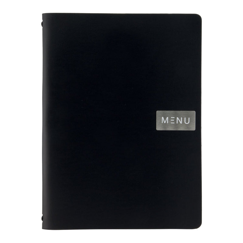 Load image into Gallery viewer, Securit Front-of-House Set - Leather Royal A4 Black - 10 Menu Holders + 10 Beechwood Bill Presenters
