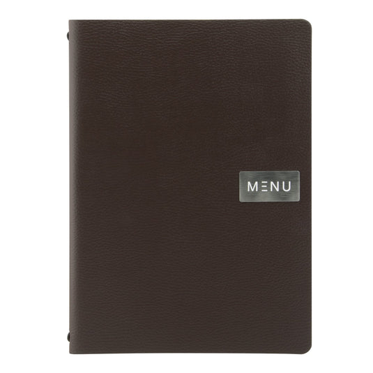 Securit Menu Set - Leather Raw A4 Brown - 10 Menu Holders + 20 Extra Pouches